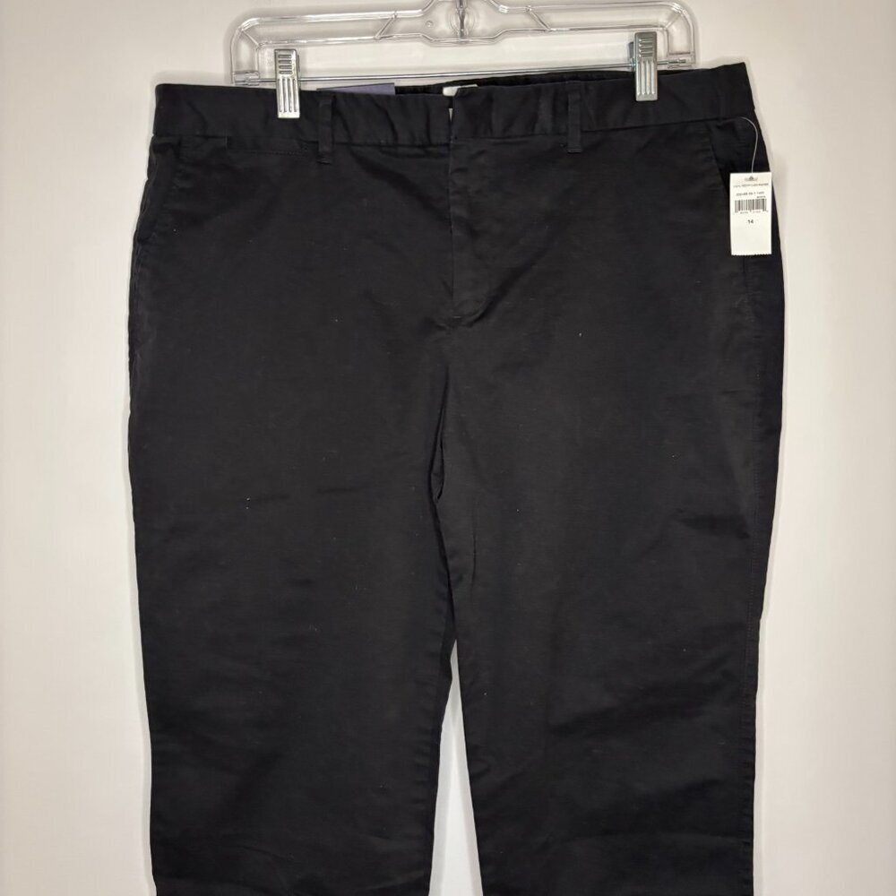 GAP NEW Slim City Crop Womens 14 Black Cotton Spandex Flat Front Casual
